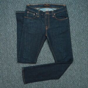 Nudie Jeans Mens 29x32 Blue Tube‎ Tom Twill Rinsed Dark Wash Organic Denim
